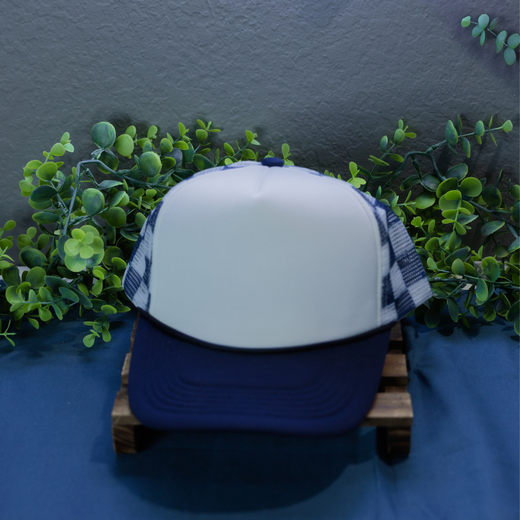 Navy Checkered Hat