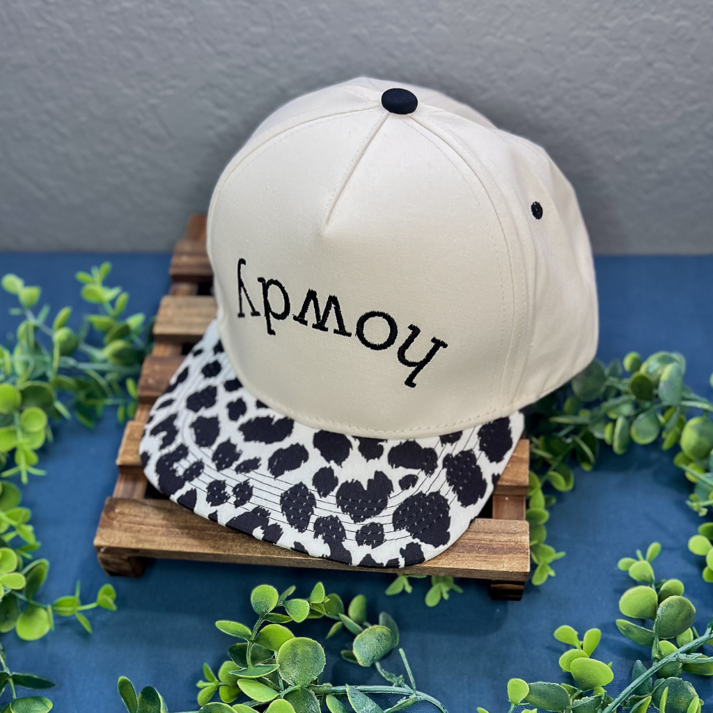 Cow Print Howdy Embroidered Hat