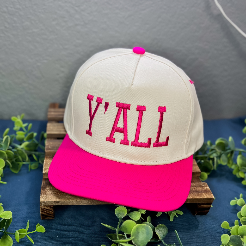 Hot Pink Y'all Embroidered Hat