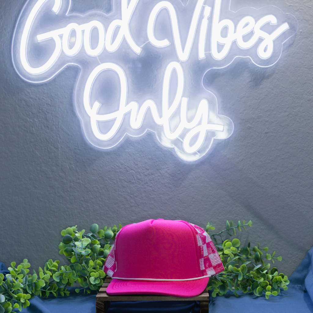 Hot Pink Checkered Hat