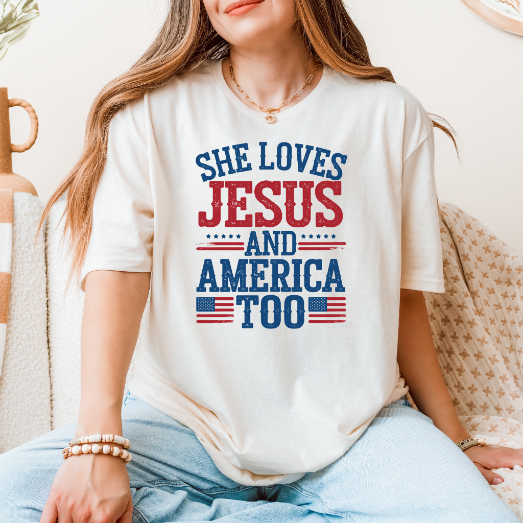 She Loves Jesus and America Too Tee