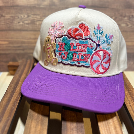 Purple Holly Jolly Canvas Trucker Hat