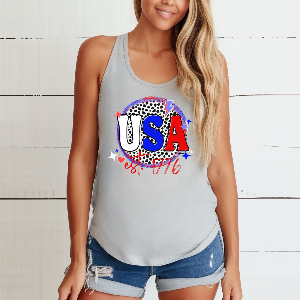 USA Leopard Print Tank Top