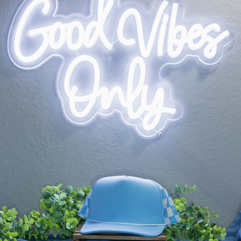Light Blue Checkered Hat