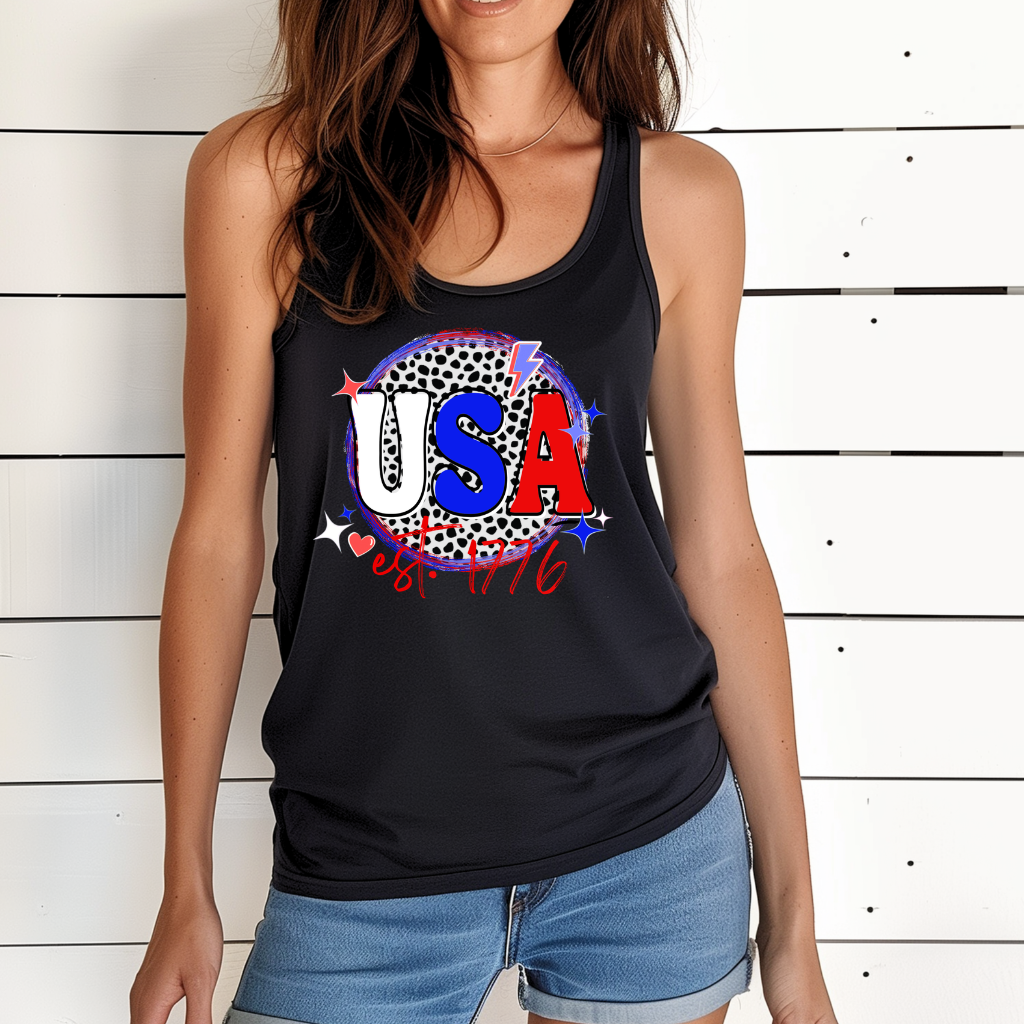 USA Leopard Print Tank Top
