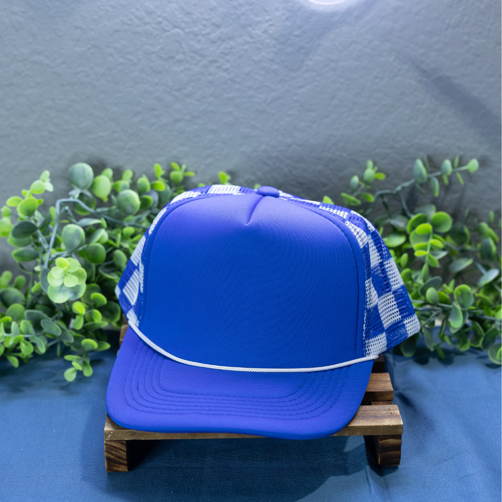 Royal Blue Checkered Hat