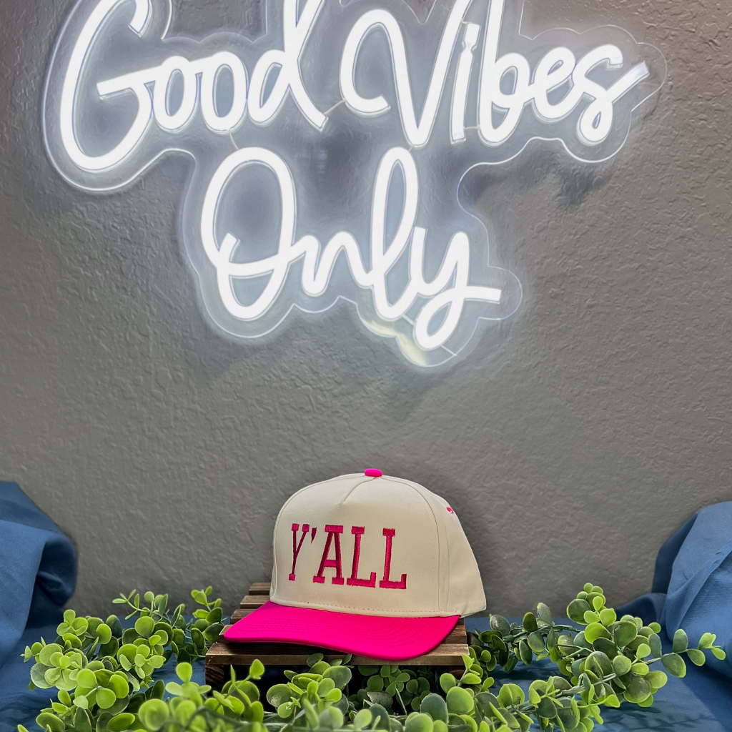 Hot Pink Y'all Embroidered Hat