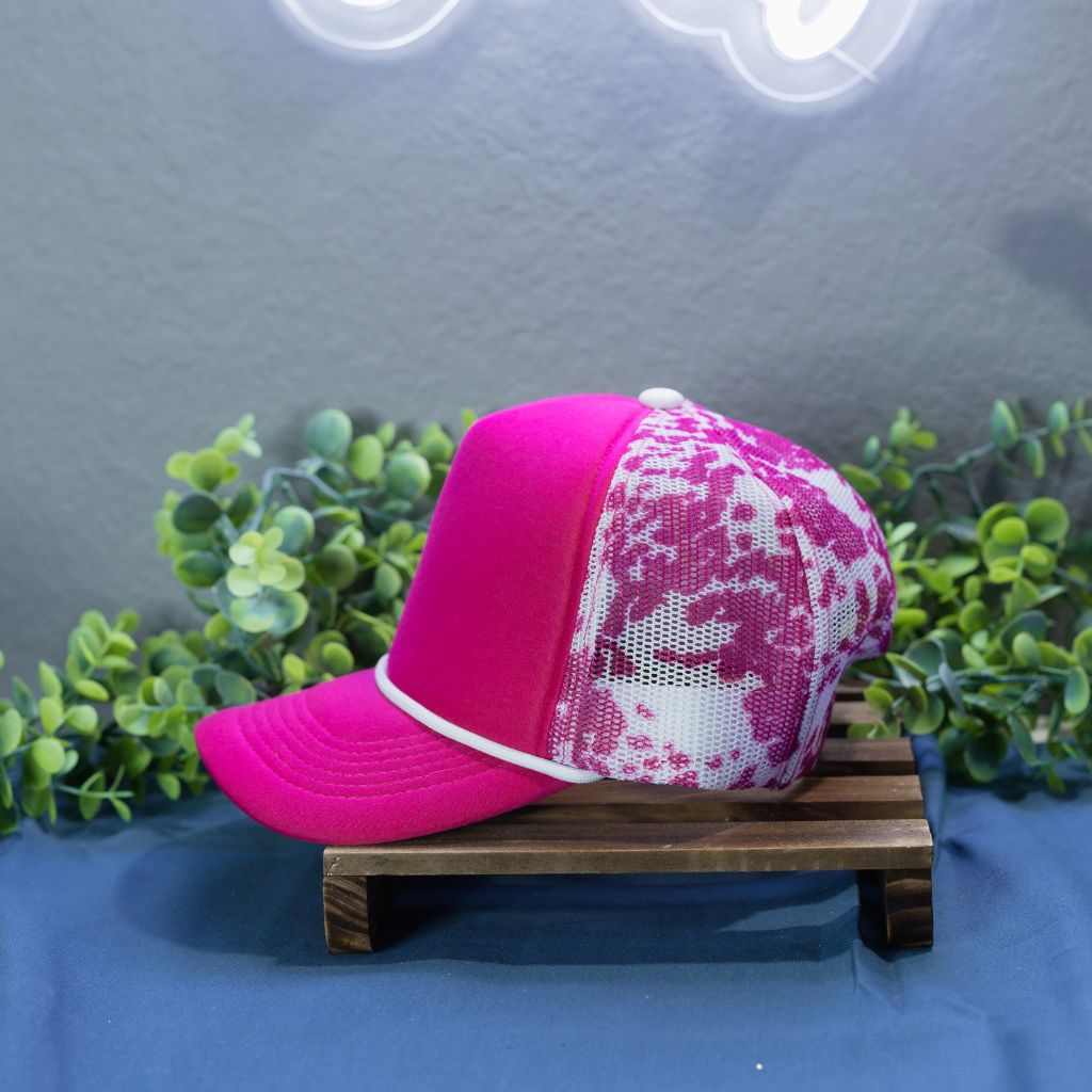 Pink Cow Print Hat