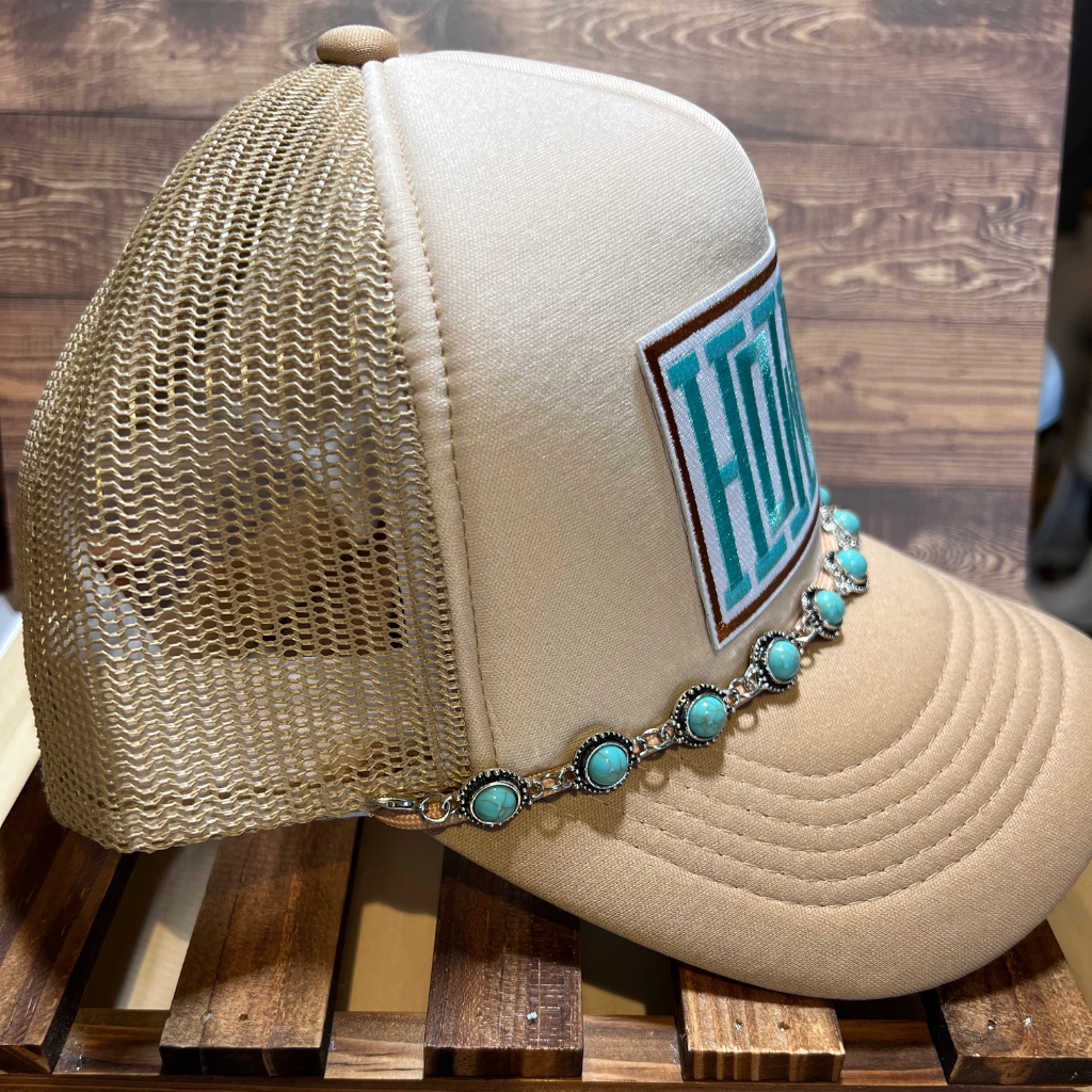 Howdy Trucker Hat with Turquoise Hat Chain