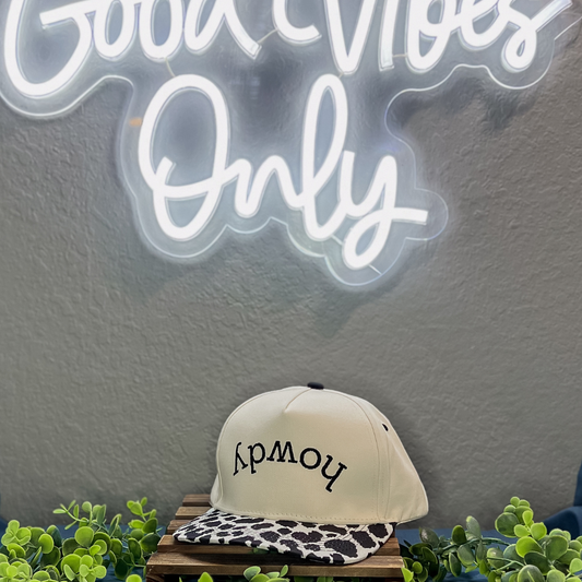 Cow Print Howdy Embroidered Hat