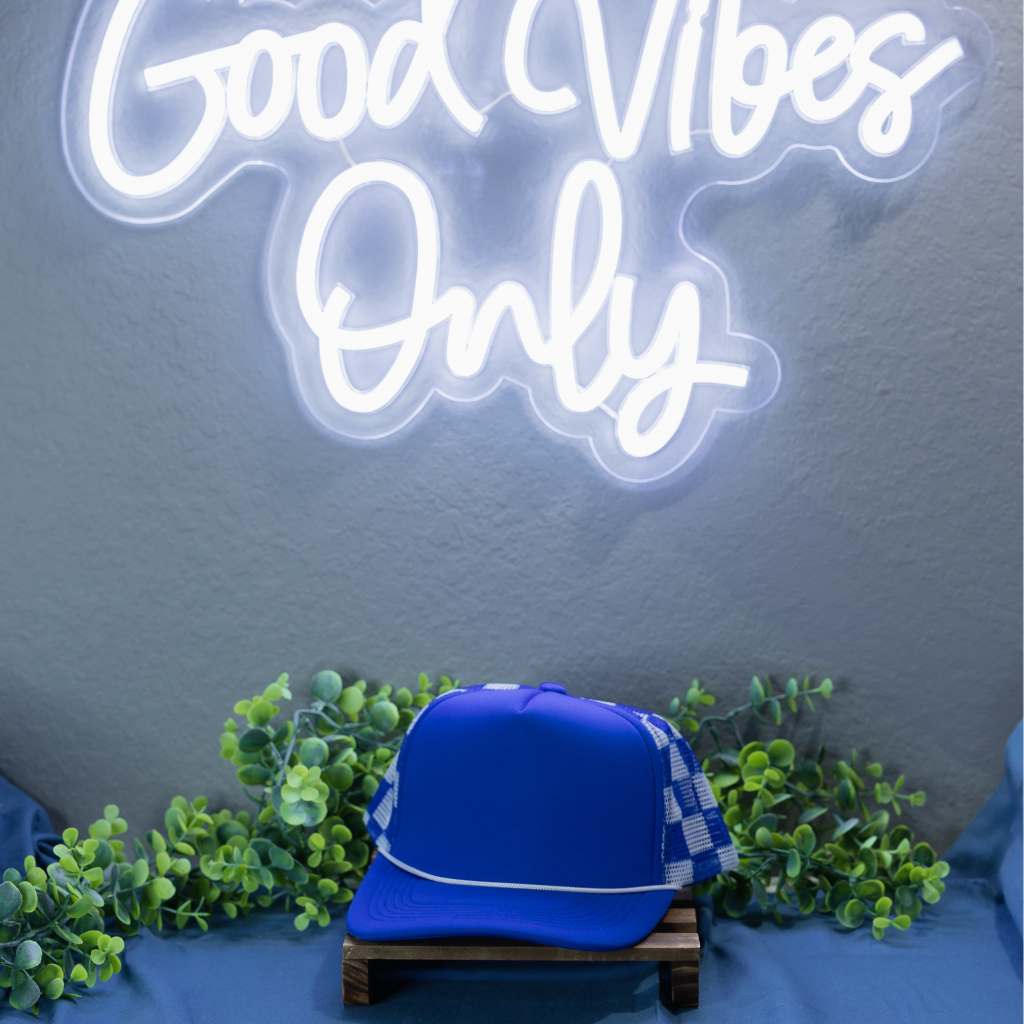Royal Blue Checkered Hat