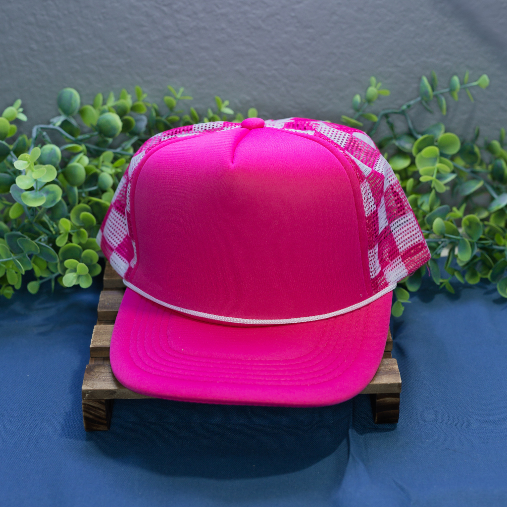 Hot Pink Checkered Hat