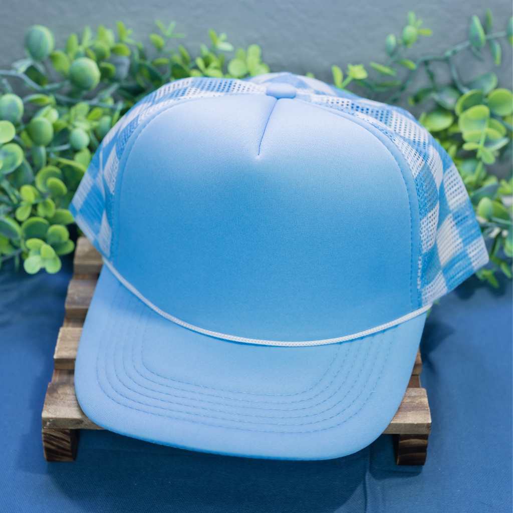 Light Blue Checkered Hat