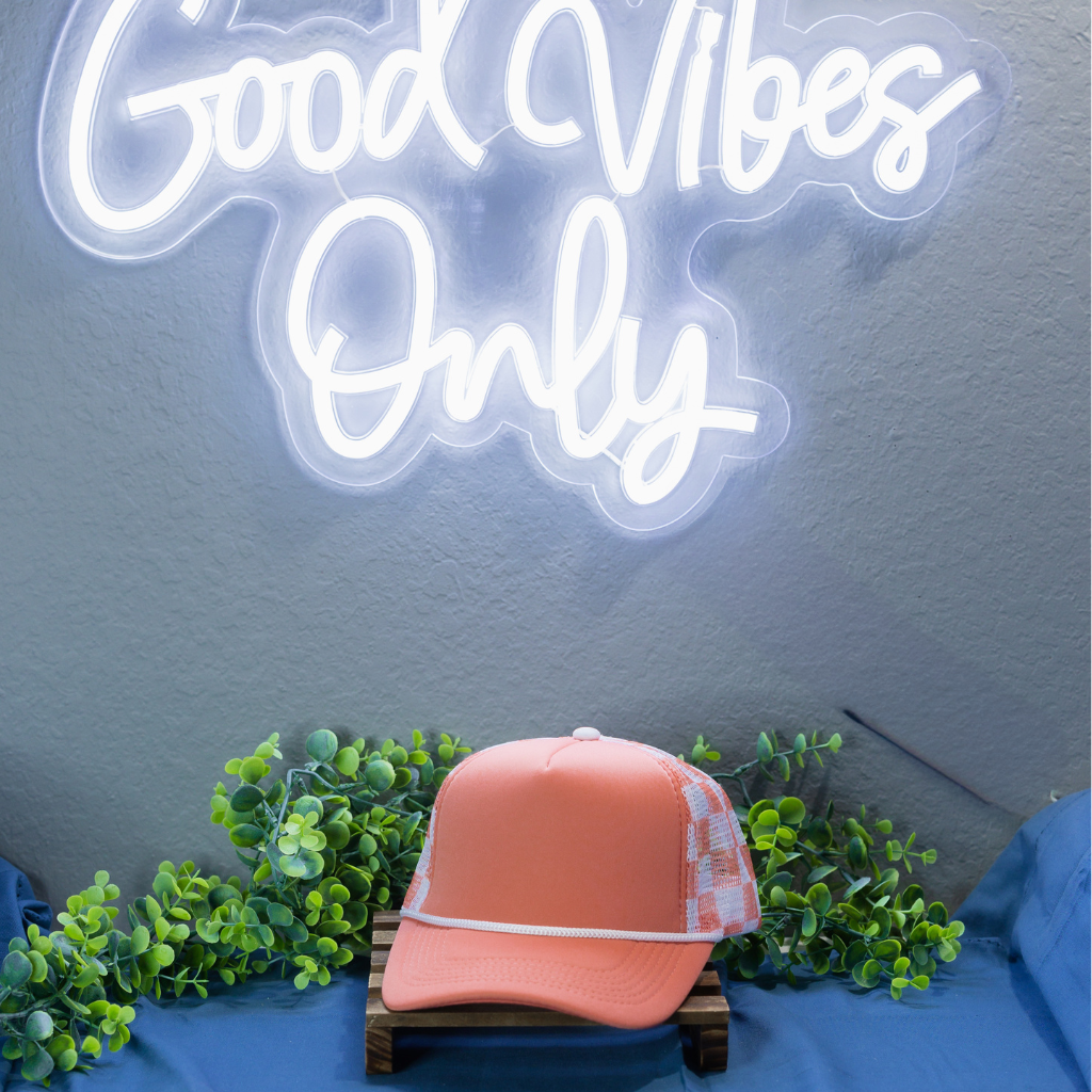 Peach Checkered Hat