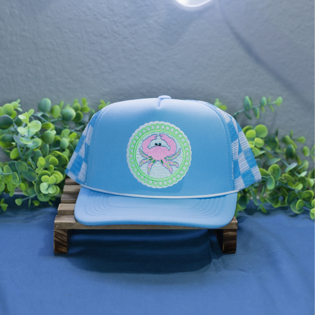 Light Blue Checkered Hat
