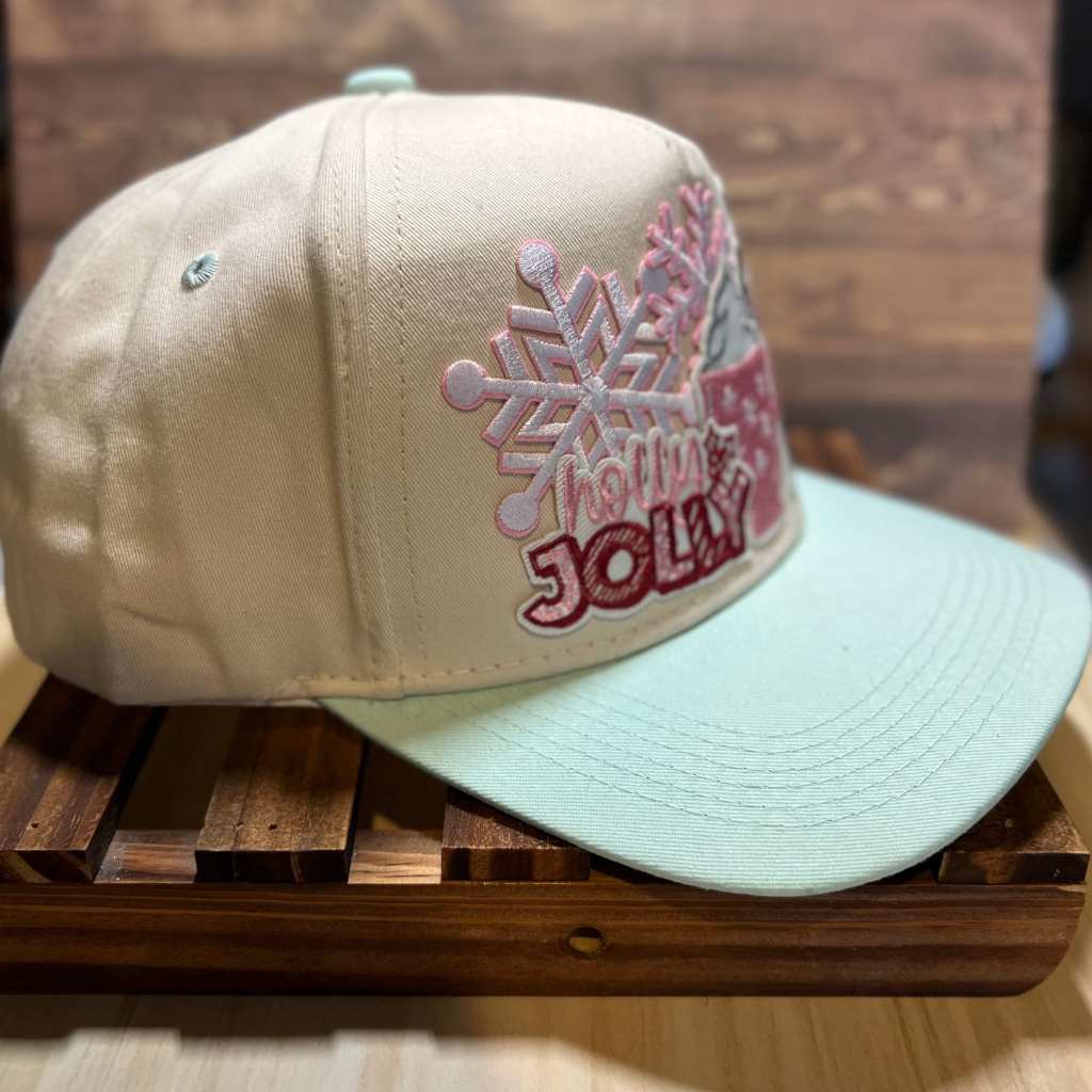 Holly Jolly Light Blue Canvas Trucker Hat