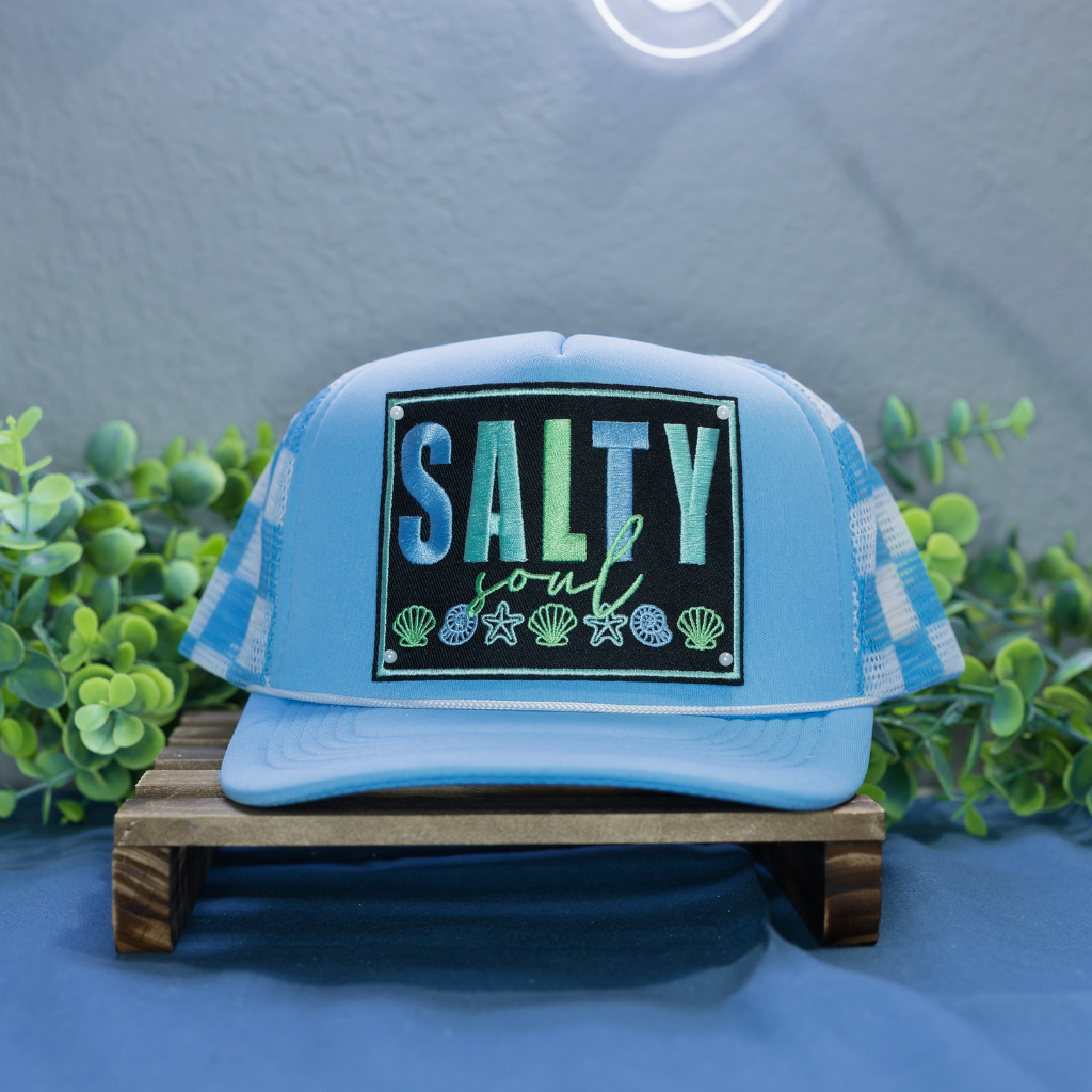 Light Blue Checkered Hat