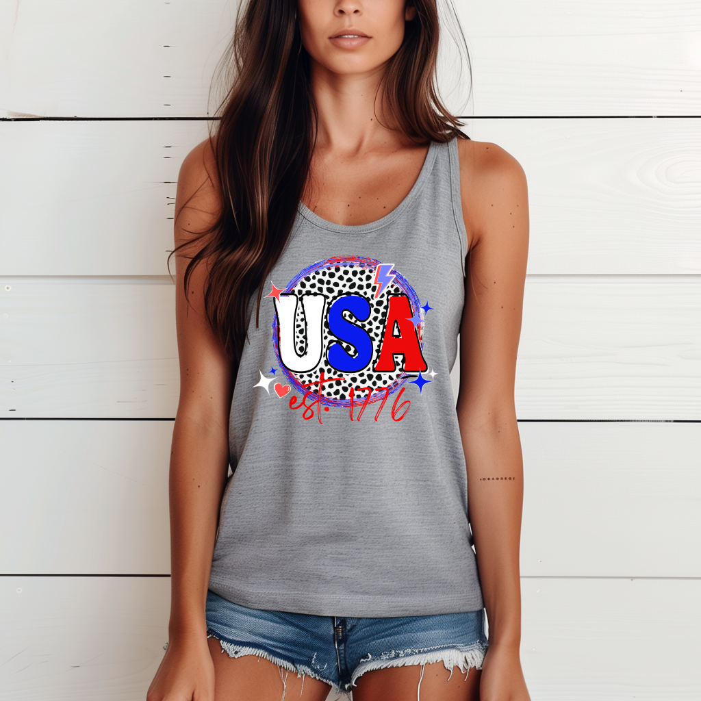 USA Leopard Print Tank Top