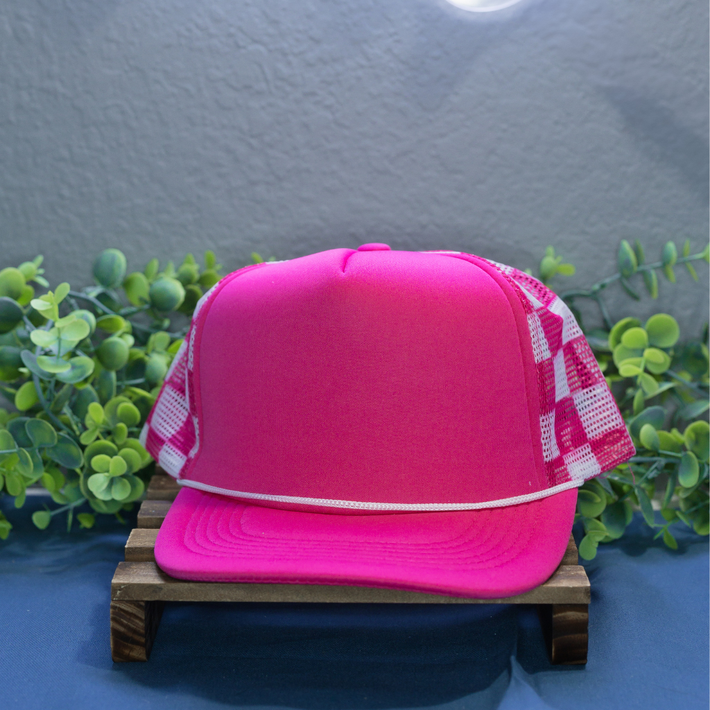 Hot Pink Checkered Hat
