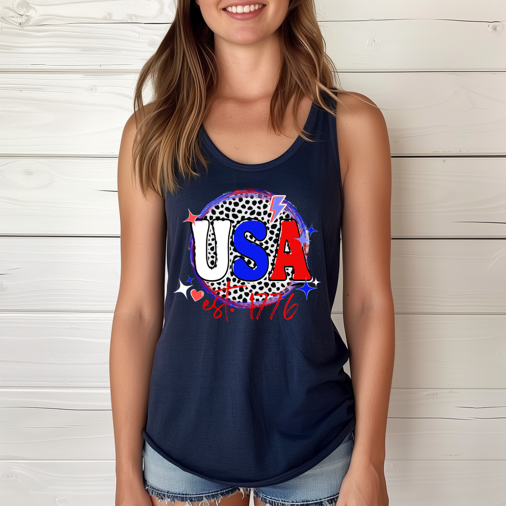 USA Leopard Print Tank Top