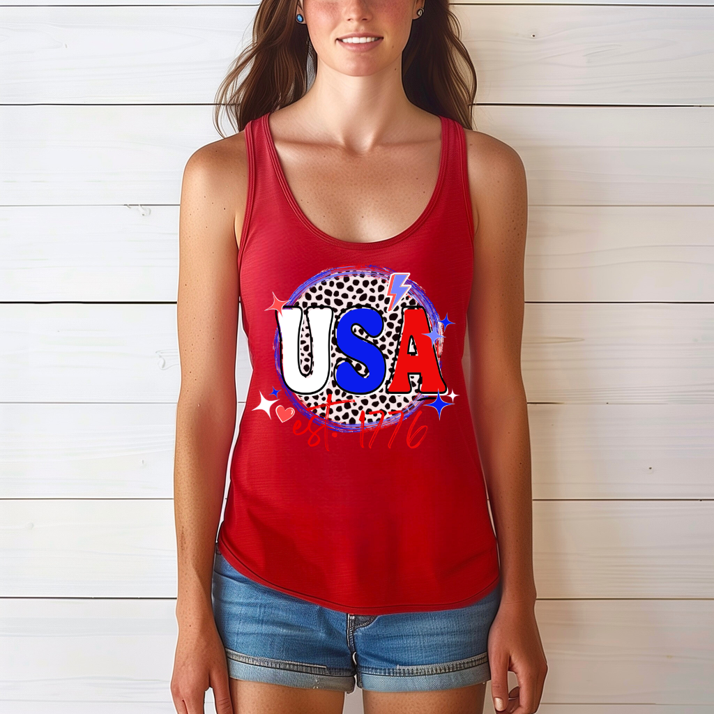 USA Leopard Print Tank Top